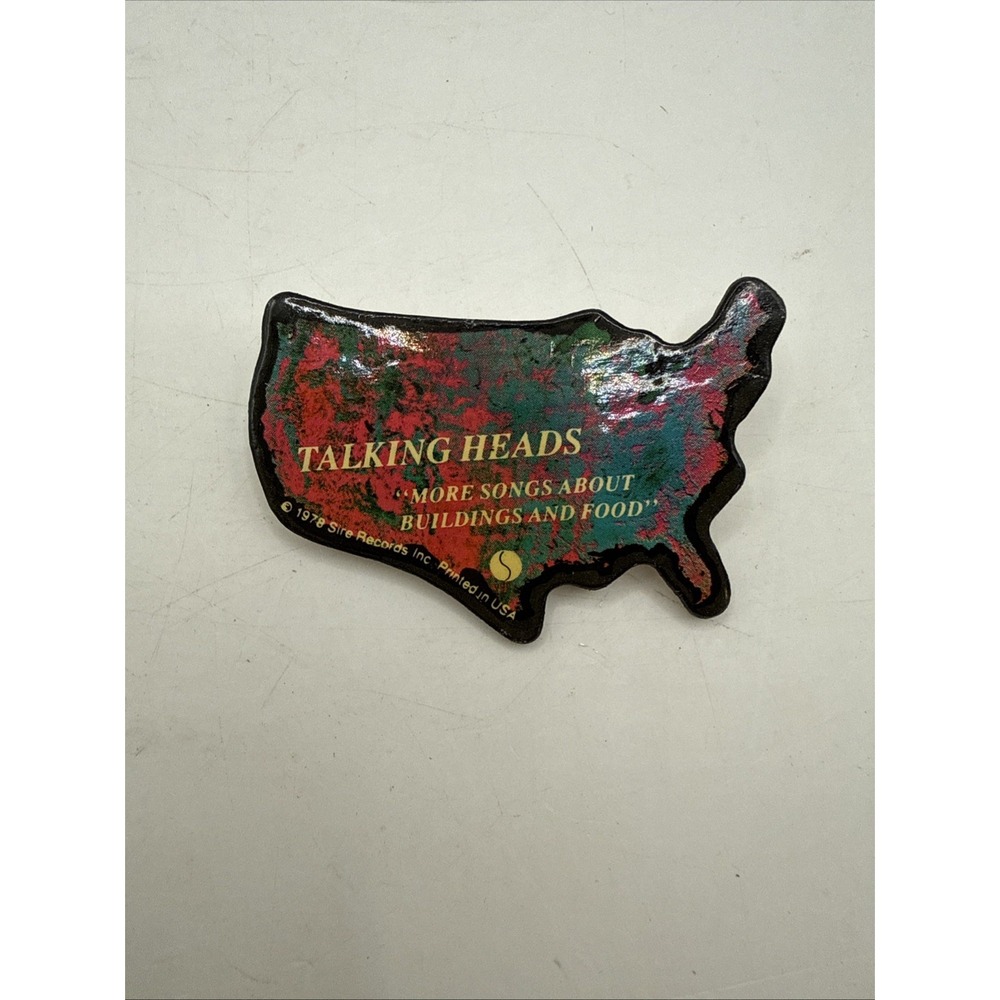 RARE VINTAGE Talking Heads More Songs About Buildings and Food Button USED GREAT